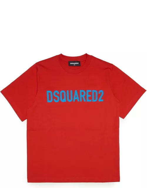 Dsquared2 D2t857u Slouch Fit-eco T-shirt Dsquared Red Organic Cotton T-shirt With Logo