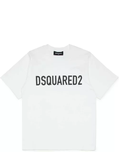 Dsquared2 D2t857u Slouch Fit-eco T-shirt Dsquared White Organic Cotton T-shirt With Logo
