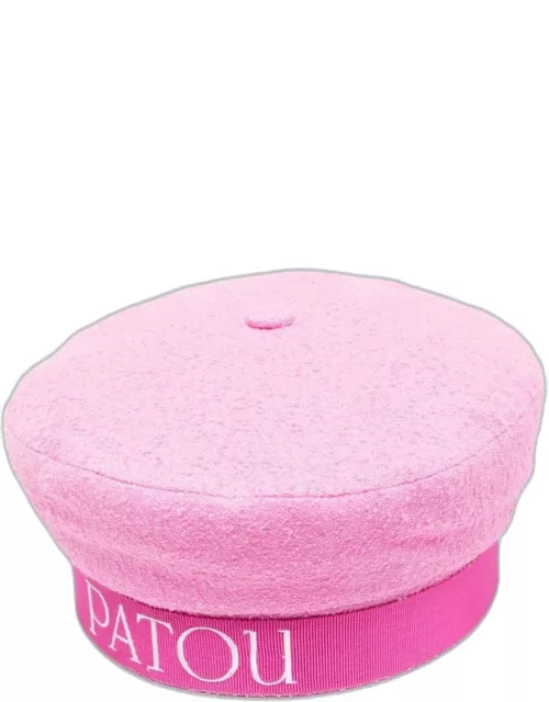 Patou Pink Sailor Hat With Logo Print In Cotton Blend Wonan