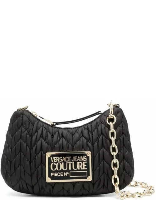 Versace Jeans Couture Couture Matelassè Crossbody Bag With Logo Plaque In Black Polyester Woman