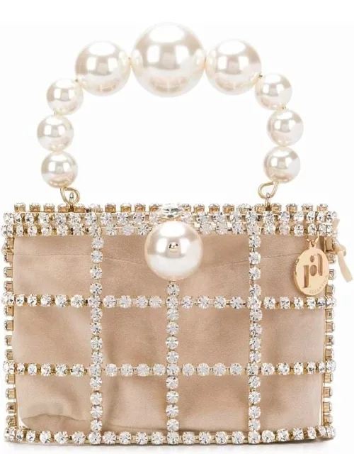 Rosantica holli Pink Handbag With Pearl Handle And Removable Pouch In Fabric And Brass Woman