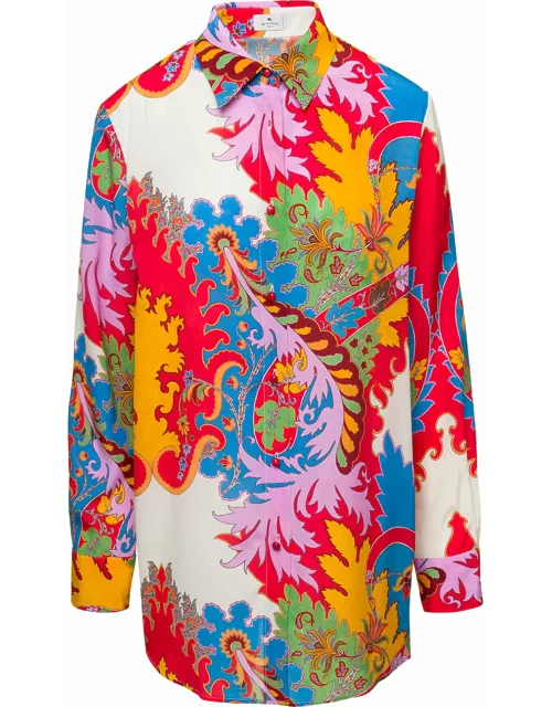 Etro Multicolor Shirt With All-over Graphic Print In Silk Woman