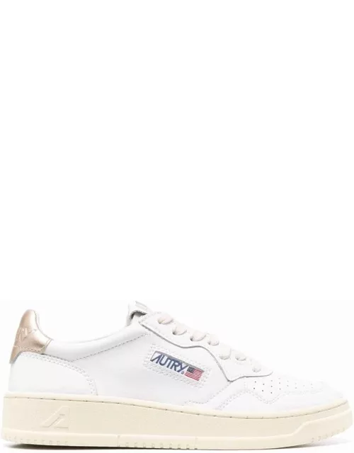 White And Gold Leather Sneakers Autry Woman