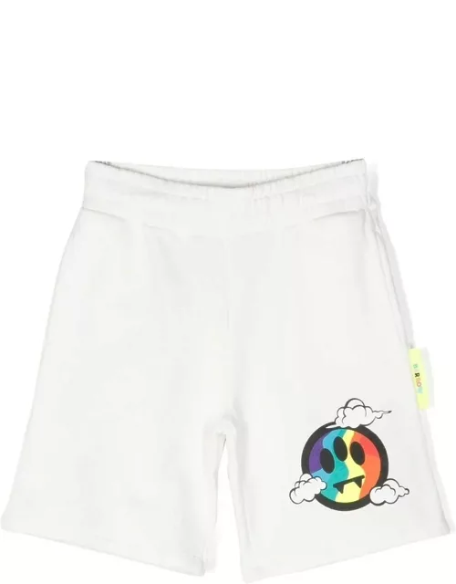 Barrow White Shorts With Front Multicoloured Logo