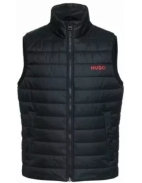 Water-repellent padded gilet with contrast logo- Black Men's Casual Jacket