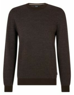 Patchwork-effect sweater in responsible virgin wool- Brown Men's Sweater