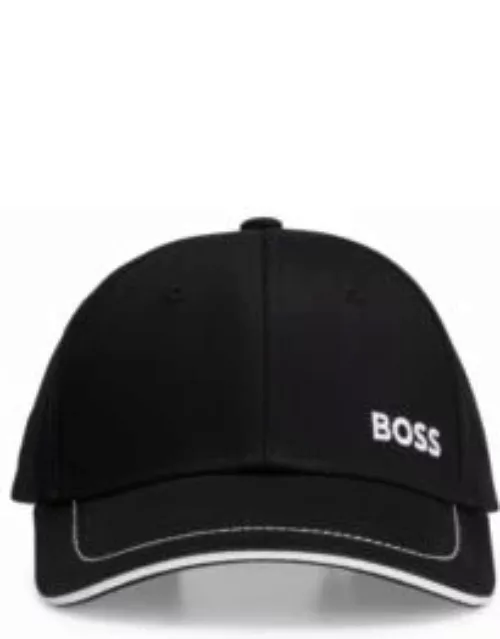 Cotton-twill cap with logo detail- Black Men's Hat