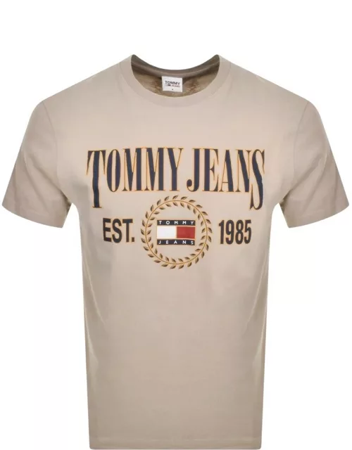 Tommy Jeans Logo T Shirt Beige