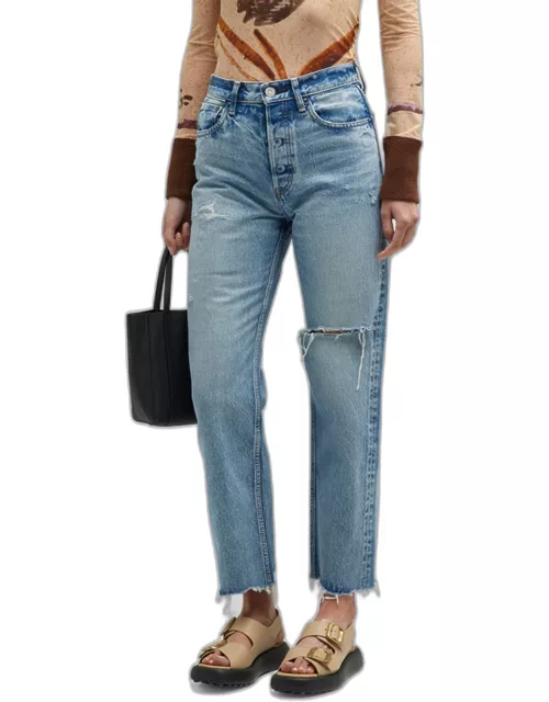 Elma Distressed Wide Straight Jean