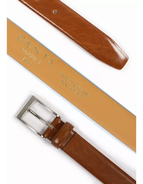 Dents Men'S Feather Edge Leather Belt In Dark Brown