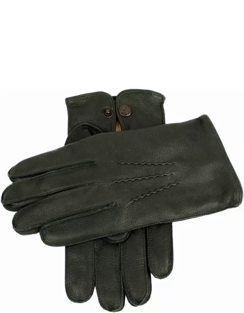 Dents Men's Cashmere Lined Deerskin Leather Gloves In Hunter (Beige)
