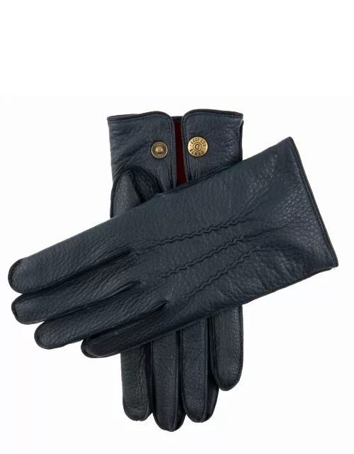 Dents Men's Cashmere Lined Deerskin Leather Gloves In Navy (Red)