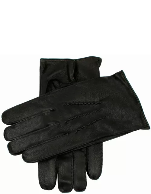 Dents Men'S Heritage Cashmere-Lined Deerskin Leather Gloves With Contrast Detailing In Black/hunter