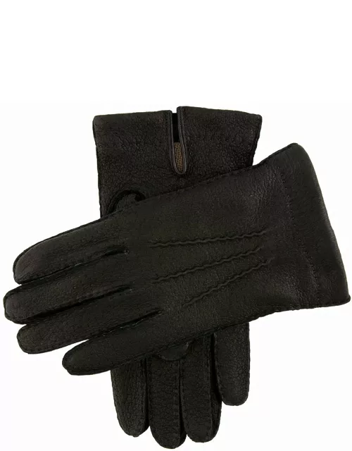 Dents Men's Handsewn Cashmere Lined Peccary Leather Gloves In Black