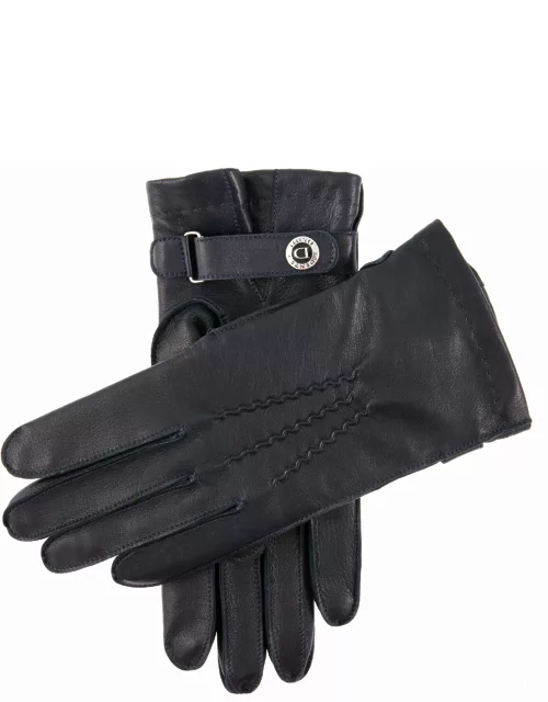 Dents Men's Cashmere Lined Leather Gloves In Navy (Red)