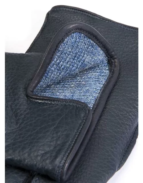 Dents Men'S Camel Hair Lined Deerskin Leather Gloves In Navy (Blue)