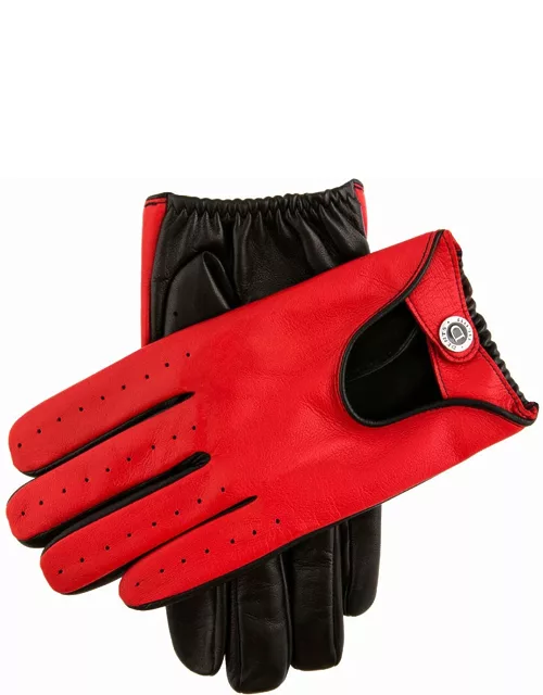 Dents Men's Two Colour Leather Driving Gloves In Black/firebal