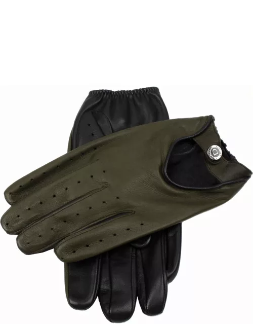 Dents Men's Two Colour Leather Driving Gloves In Black/hunter