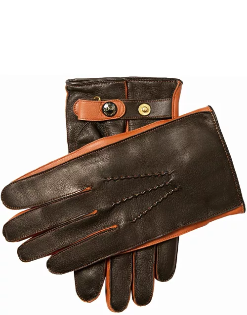 Dents Men'S Heritage Cashmere-Lined Leather Gloves With Contrast Detailing In Black/highway Tan