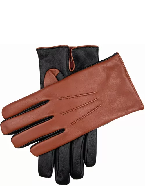 Dents Men'S Cashmere Lined Two Colour Touchscreen Leather Gloves In Black/high Tan/black