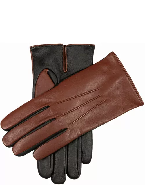 Dents Men'S Cashmere Lined Two Colour Touchscreen Leather Gloves In Black/black