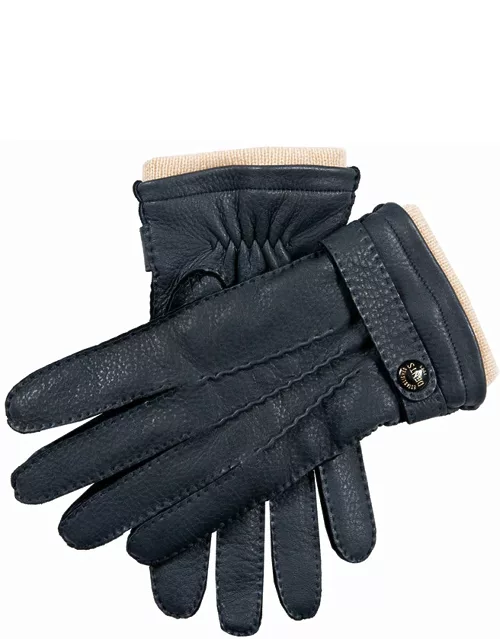 Dents Men'S Cashmere Lined Deerskin Leather Gloves In Navy