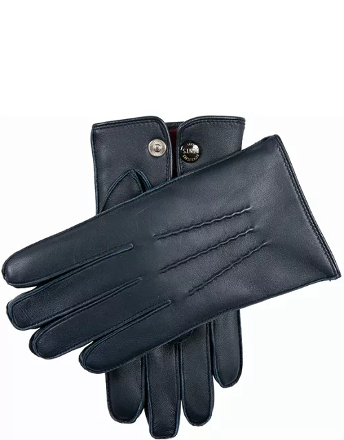 Dents Men'S Fur Lined Touchscreen Leather Gloves In Navy