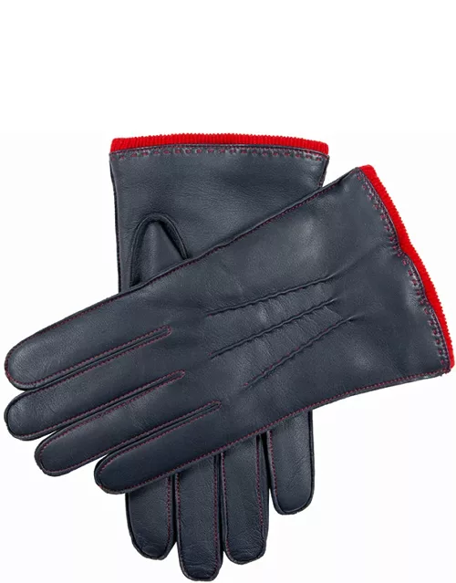 Dents Men'S Heritage Cashmere-Lined Leather Gloves With Cashmere Cuffs In Navy/red/red