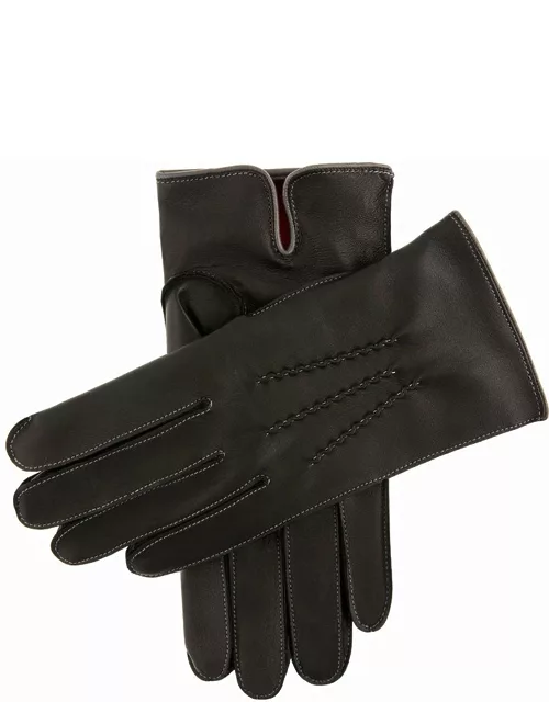 Dents Men's Cashmere Lined Leather Gloves With Contrasting Detail In Eng Tan/tangerine/tangerine (Tangerine)