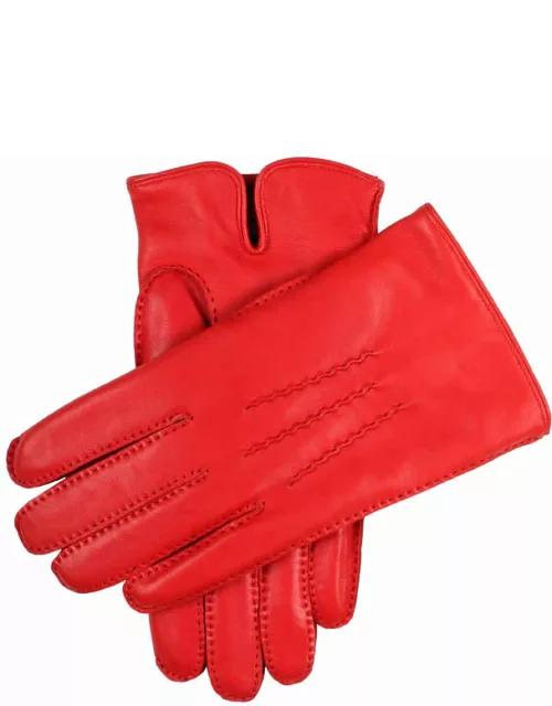 Dents Men's Handsewn Cashmere Lined Leather Gloves In Pepperoni/tangerine