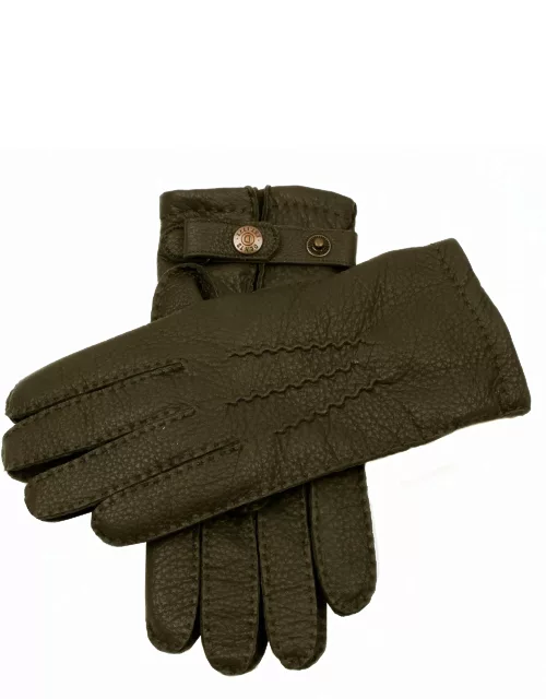 Dents Men's Handsewn Cashmere Lined Deerskin Leather Gloves In Olive