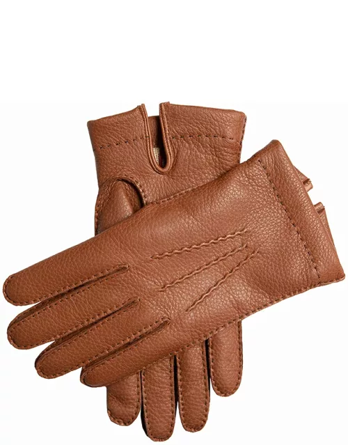 Dents Men'S Cashmere Lined Deerskin Leather Gloves In Tobacco