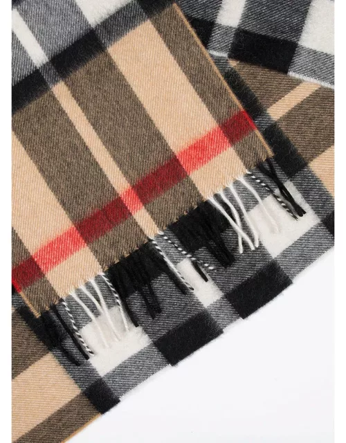 Dents Bold Check Cashmere Scarf With Gift Box In Chocolate