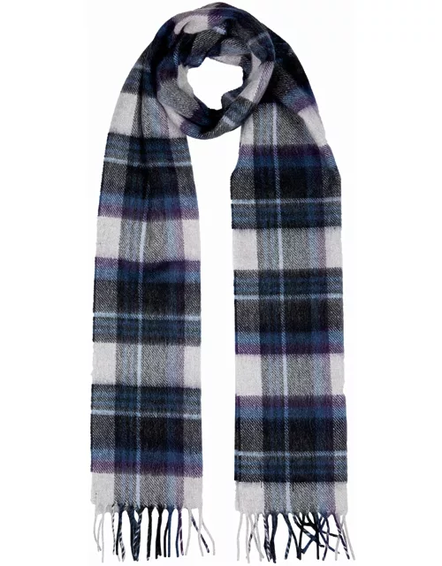 Dents Bold Check Cashmere Scarf With Gift Box In Slate