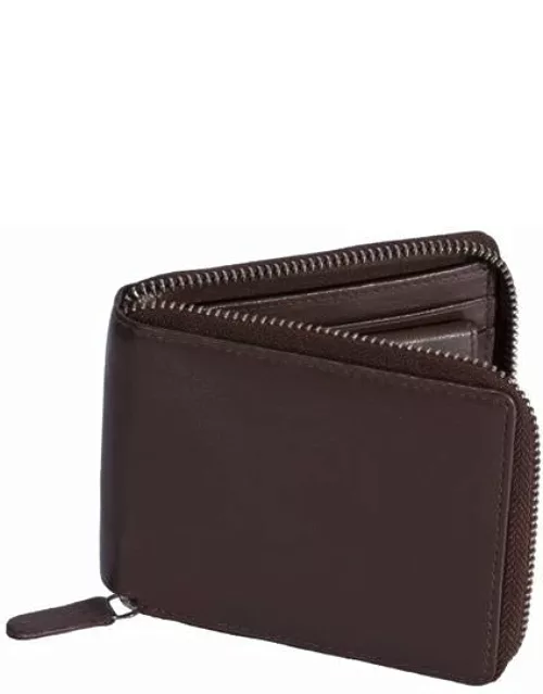 Dents Smooth Nappa Leather Zip Round Wallet With Rfid Blocking Protection In Eng Tan