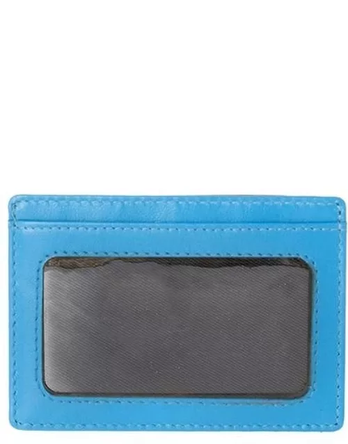 Dents Hairsheep Gloving Leather Credit Card Holder With Rfid Blocking Protection In Black/turquoise