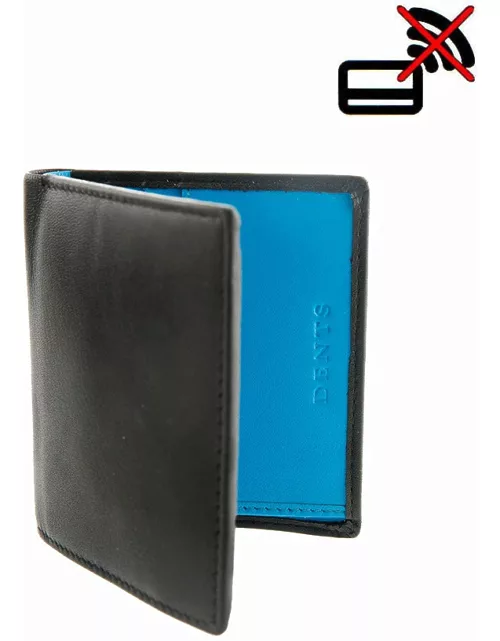 Dents Hairsheep Gloving Leather Small Wallet With Rfid Blocking Protection In Black/turquoise
