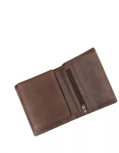 Dents Contrast Stitch Pebble Grain Leather Wallet With Removable Card Holder And Rfid Blocking Protection In Brown/tan
