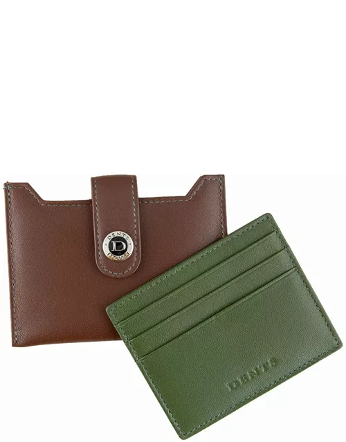 Dents Smooth Nappa Leather Card Holder With Rfid Blocking Technology In English Tan/olive