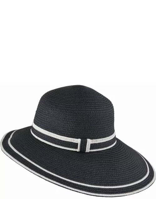 Dents Women's Dipped Brim Paper Straw Hat In Navy/white