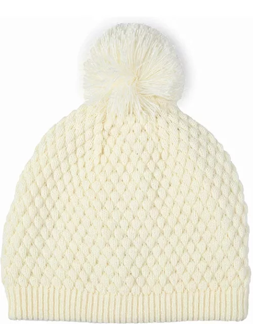 Dents Women'S Bubble Knit Hat With Pom Pom In Winter White