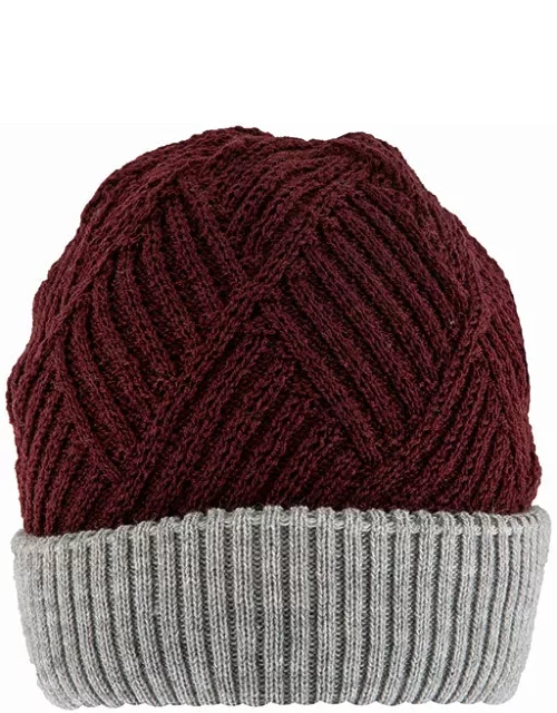 Dents Women'S Patchwork Cable Knit Beanie Hat In Claret