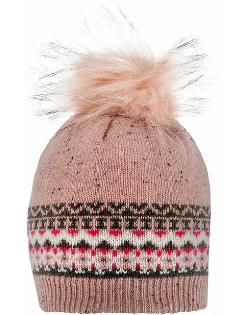 Dents Women'S Fair Isle Wool Blend Knitted Pom Pom Hat In Rose Pink