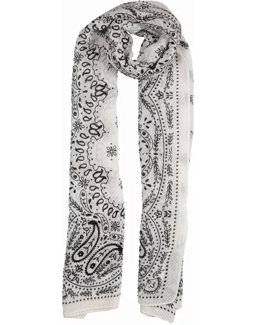 Dents Women'S Lightweight Pleat Scarf With A Boho Floral Print In White