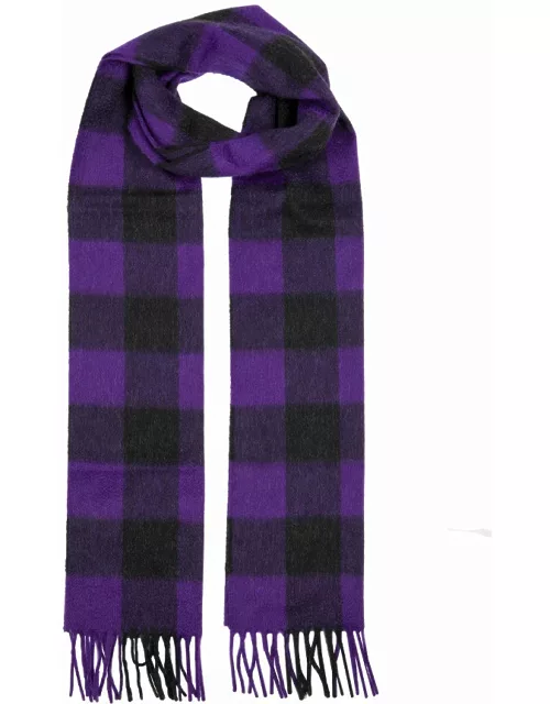 Dents Check Cashmere Scarf With Gift Box In Amethyst