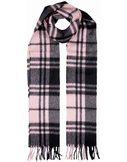 Dents Check Cashmere Scarf With Gift Box In Blush