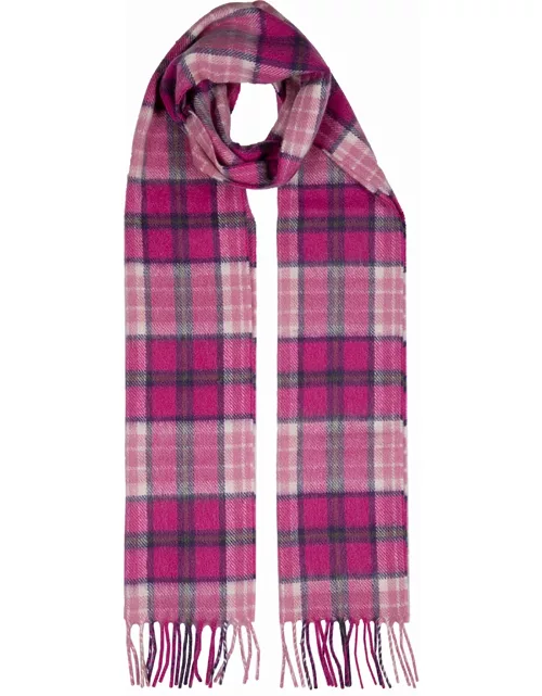 Dents Check Cashmere Scarf With Gift Box In Fuchsia