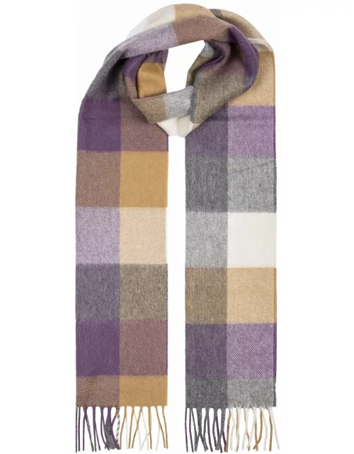 Dents Check Cashmere Scarf With Gift Box In Lavender