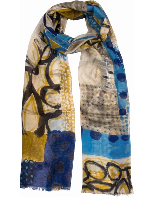 Dents Women's Abstract Block Scarf In Blue