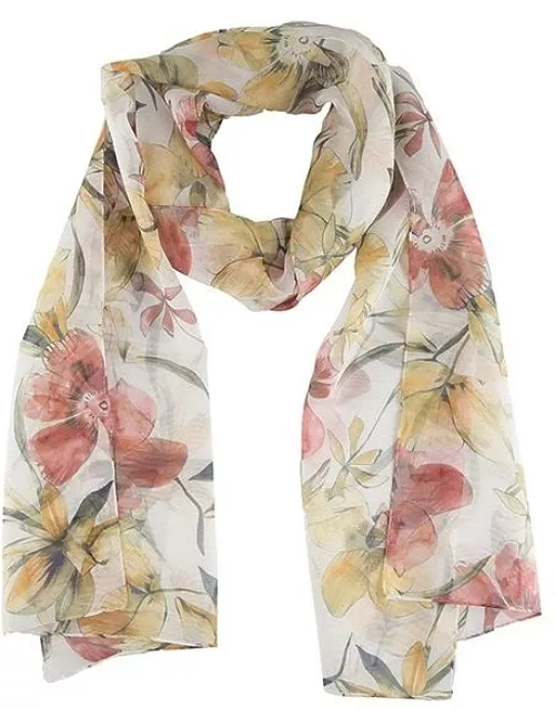 Dents Women's Tropical Print Scarf In Ivory
